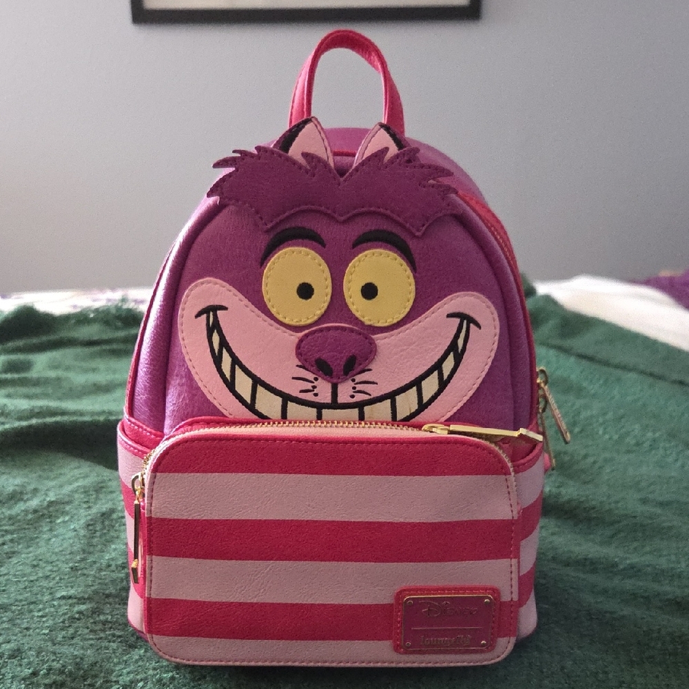 Loungefly Cheshire Cat Pink and Purple Backpack Purse